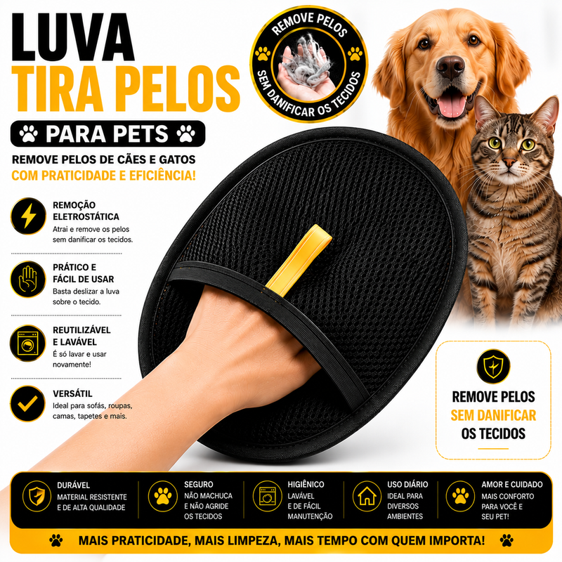 Luva Removedora de Pelos para Cães e Gatos