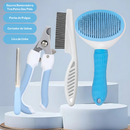 KIT 4 Pçs para Pets: Escova Removedora Tira Pelos de Cães E Gatos +Pente de Pulgas+Cortador de Unhas+Lixa de Unha PET-01