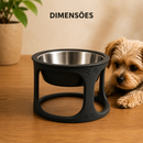 Comedouro Premium Elevado em Inox para Cães e Gatos